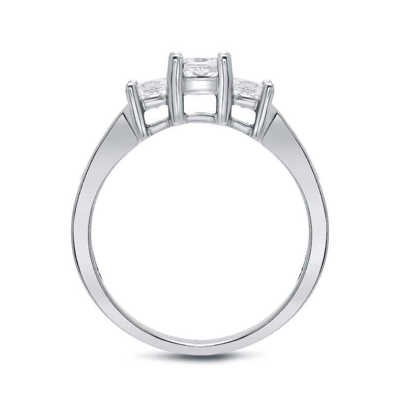 Auriya 14k Gold 1 carat TW Princess-cut 3-stone Diamond Engagement Ring