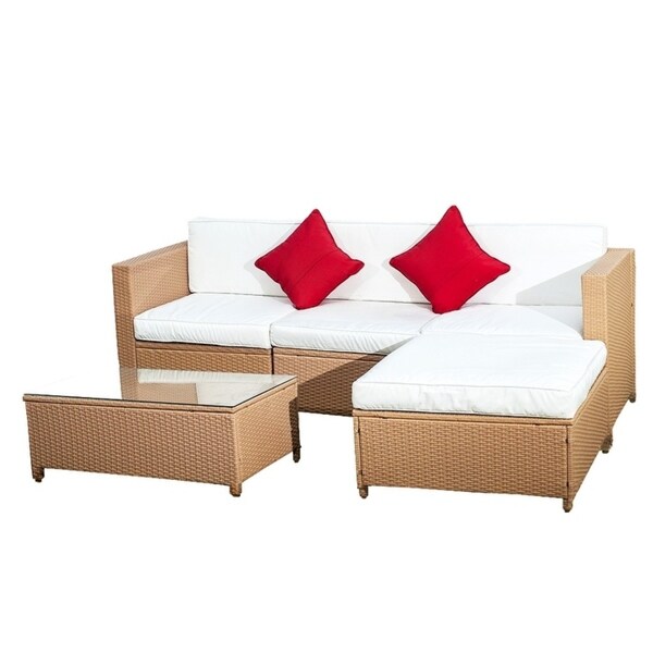 5 Piece Rattan Outdoor Patio Furniture Set