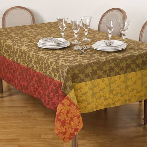 Fall Foliage Jacquard Leaf Design Cotton Tablecloth
