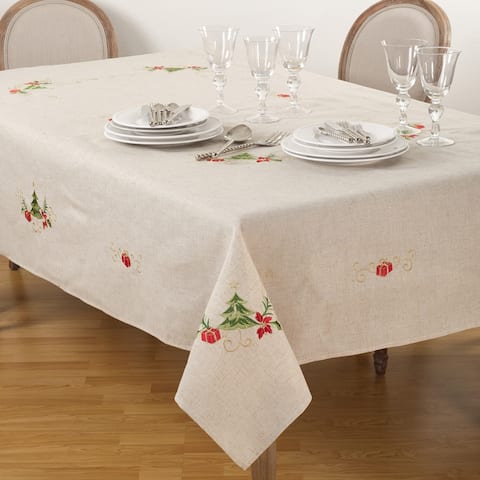 Embroidered Christmas Tree Design Tablecloth