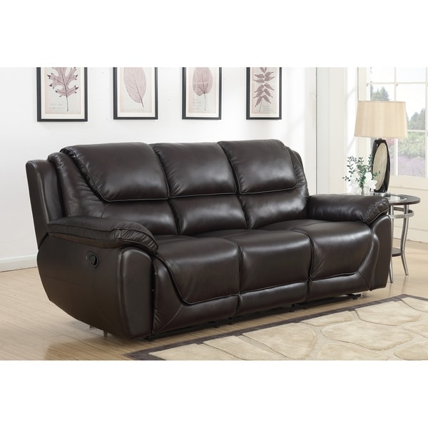 Colton Dual Lay Flat Reclining Leather Touch Sofa with Memory Foam Seat ...