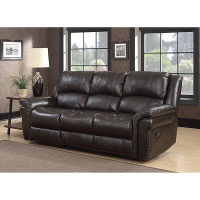 Landon Dual Lay Flat Reclining Leather Touch Sofa with Memory Foam Seat Toppers