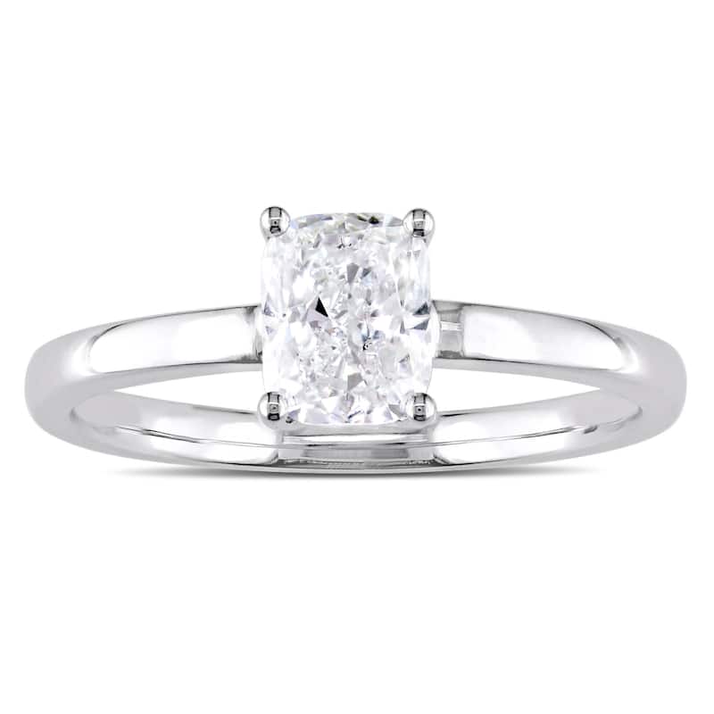 Miadora Signature Collection 14k White Gold 1ct TDW Cushion-Cut Diamond Solitaire Engagement Ring