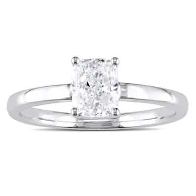 Miadora Signature Collection 14k White Gold 1ct TDW Cushion-Cut Diamond Solitaire Engagement Ring