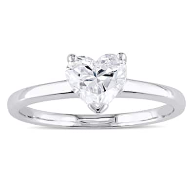 Miadora Signature Collection 14k White Gold 1ct TDW Heart-Cut Diamond Solitaire Engagement Ring