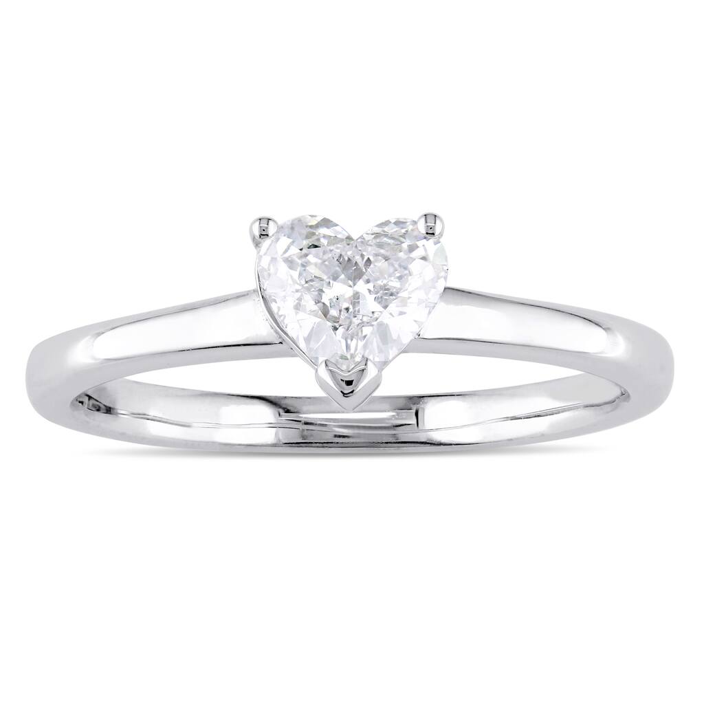 Miadora Signature Collection 14k White Gold 1/2ct TDW Heart-Cut Diamond Solitaire Engagement Ring