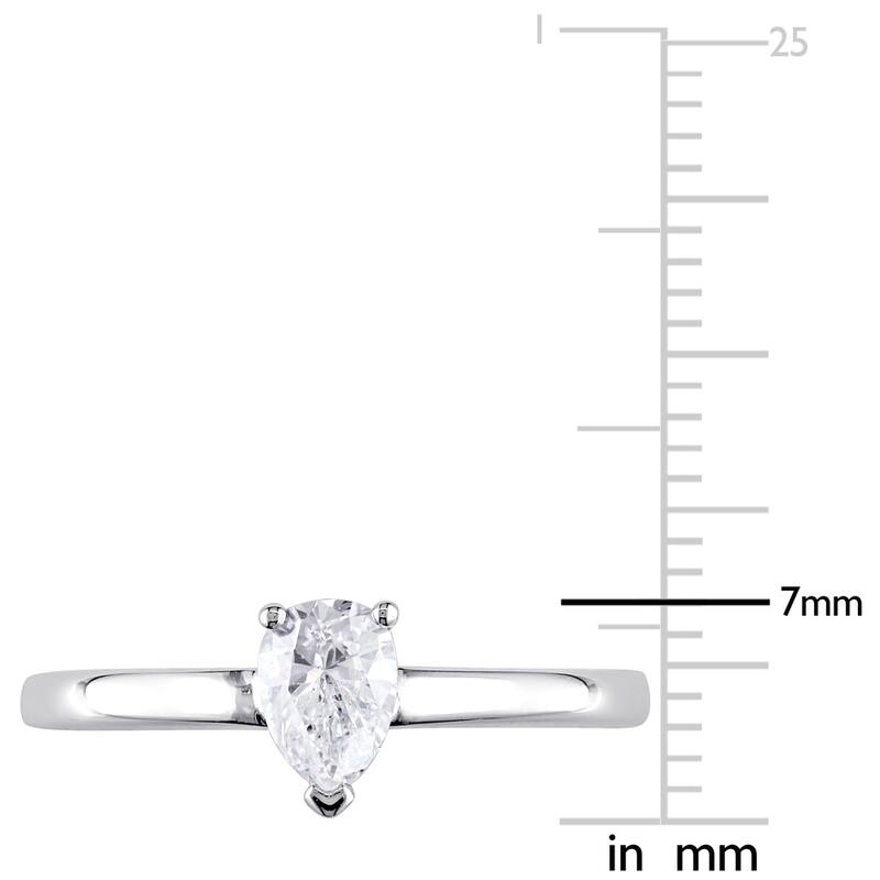 Miadora Signature Collection 14k White Gold 1/2ct TDW Pear-Cut Diamond Solitaire Engagement Ring