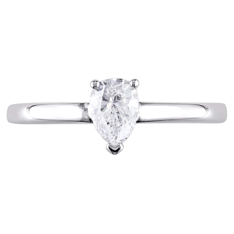 Miadora Signature Collection 14k White Gold 1/2ct TDW Pear-Cut Diamond Solitaire Engagement Ring