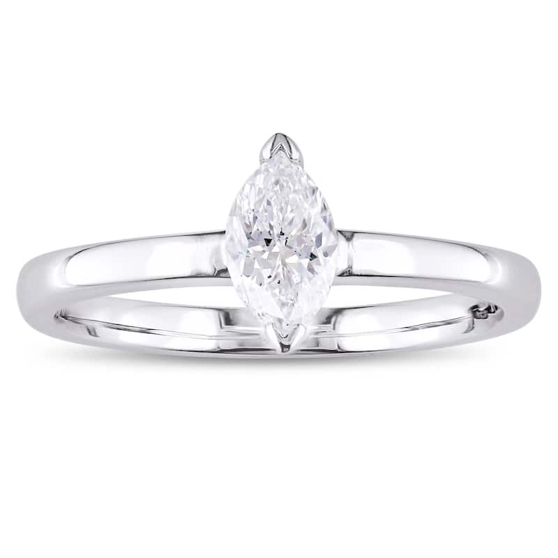 Miadora Signature Collection 14k White Gold 1/2ct TDW Marquise-Cut Diamond Solitaire Engagement Ring