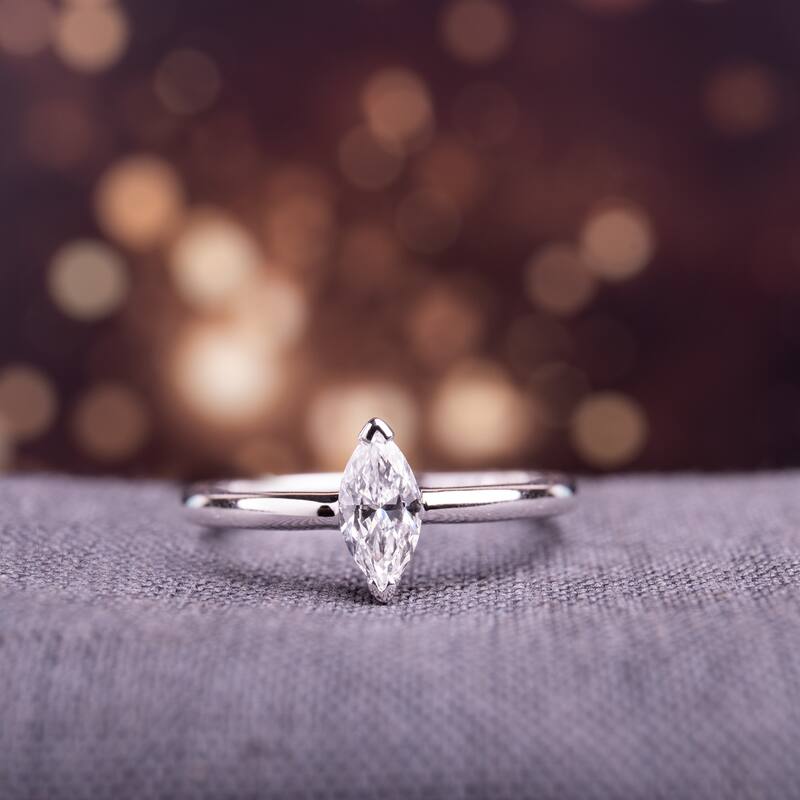 Miadora Signature Collection 14k White Gold 1/2ct TDW Marquise-Cut Diamond Solitaire Engagement Ring