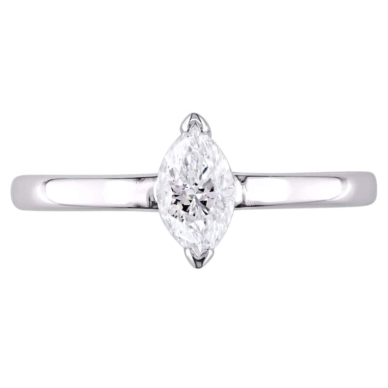 Miadora Signature Collection 14k White Gold 1/2ct TDW Marquise-Cut Diamond Solitaire Engagement Ring