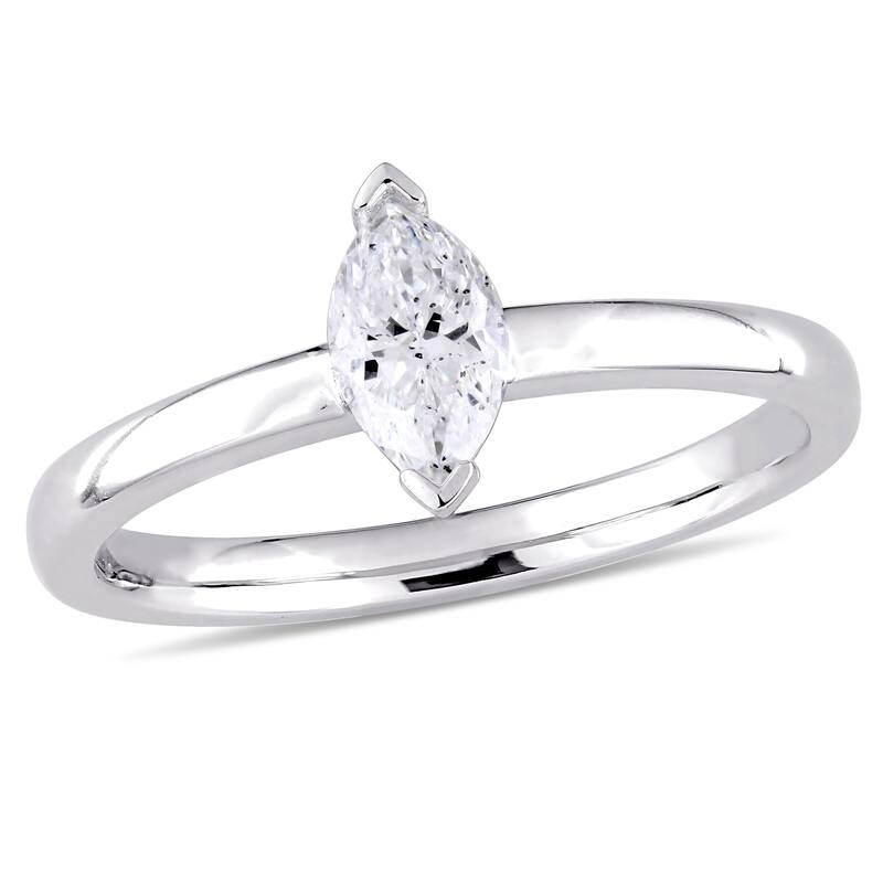 Miadora Signature Collection 14k White Gold 1/2ct TDW Marquise-Cut Diamond Solitaire Engagement Ring