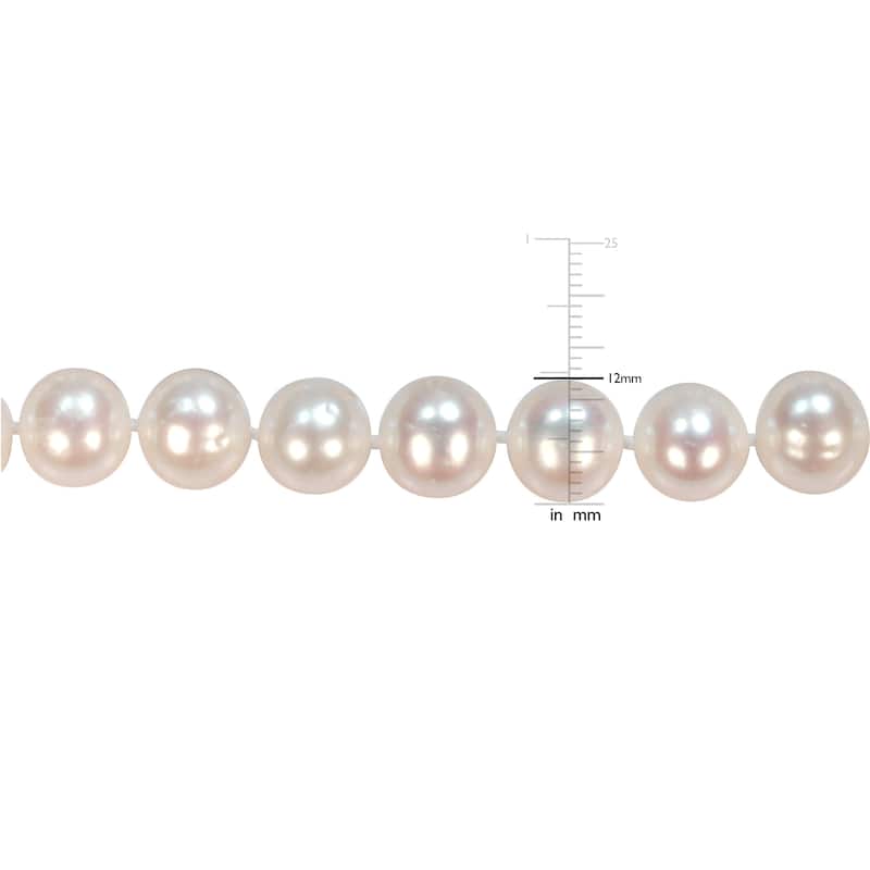 Miadora Signature Collection 14k Yellow Gold Off-Round Pearl Graduated Strand Necklace (10-12 mm) - White