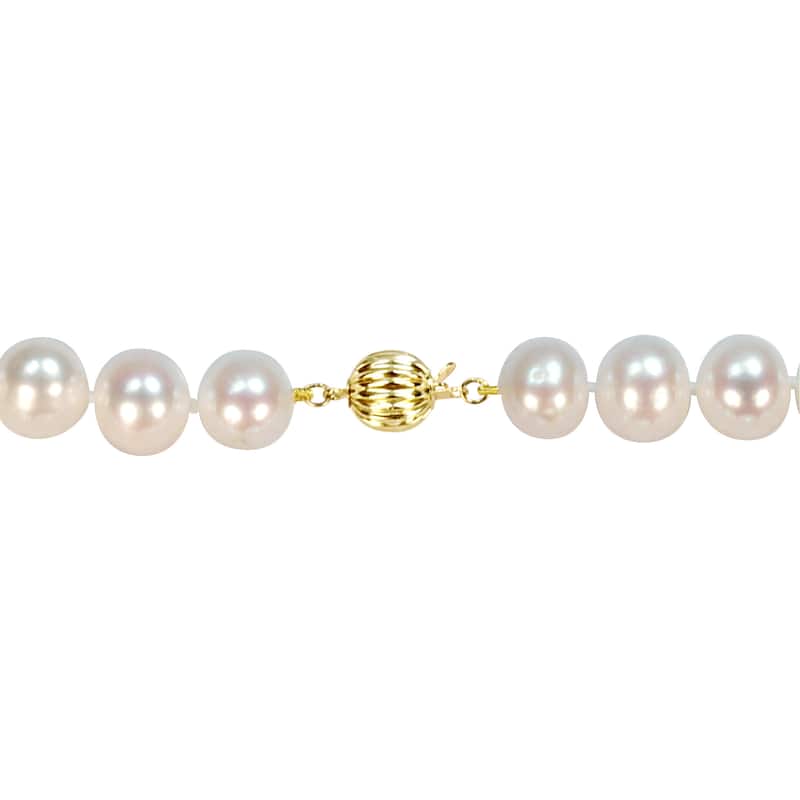 Miadora Signature Collection 14k Yellow Gold Off-Round Pearl Graduated Strand Necklace (10-12 mm) - White
