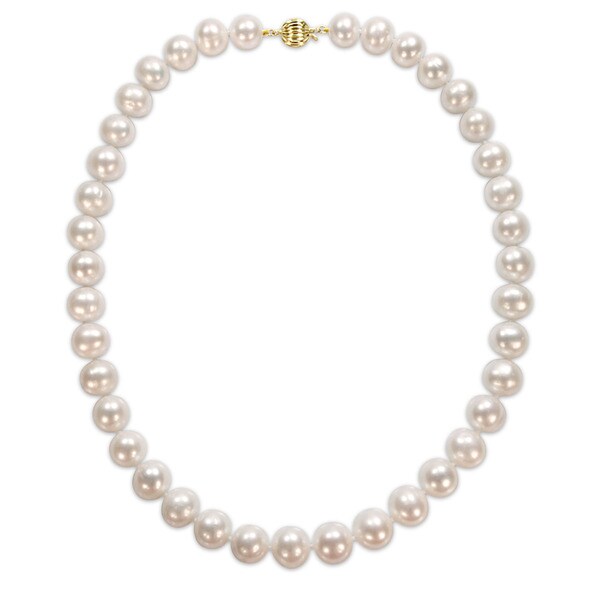 14k Yellow White or Rose Gold Rope Chain 7 Millimeters White Freshwater Cultured Pearl Necklace 14k Yellow White or Rose Gold Rope Chain 7 Millimeters White Freshwater Cultured Pearl Necklace