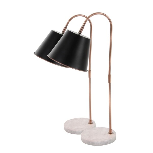 Studio 350 Set of 2, Metal Marble Task Lamp 14 inches wide, 25 inches high