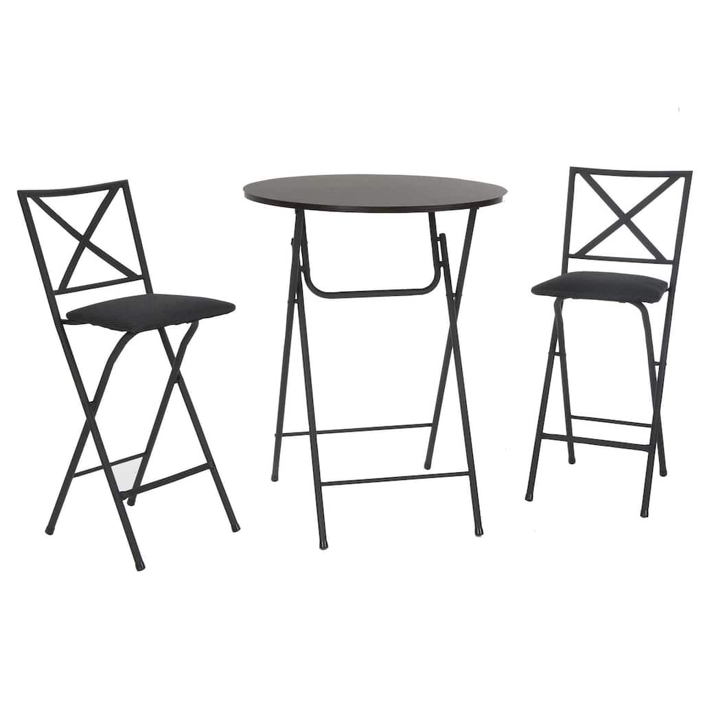 COSCO 3-Piece Counter Height Bistro Set with Wood Grain Table and Padded Stools