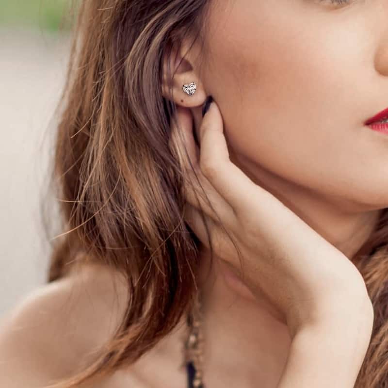 Miadora Signature Collection 14k White Gold 1ct TDW Heart-Cut Diamond Solitaire Stud Earrings