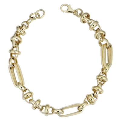 Fremada Men's 14k Yellow Gold Semi Solid Link Bracelet (8 millimeters, 8.5 inches)