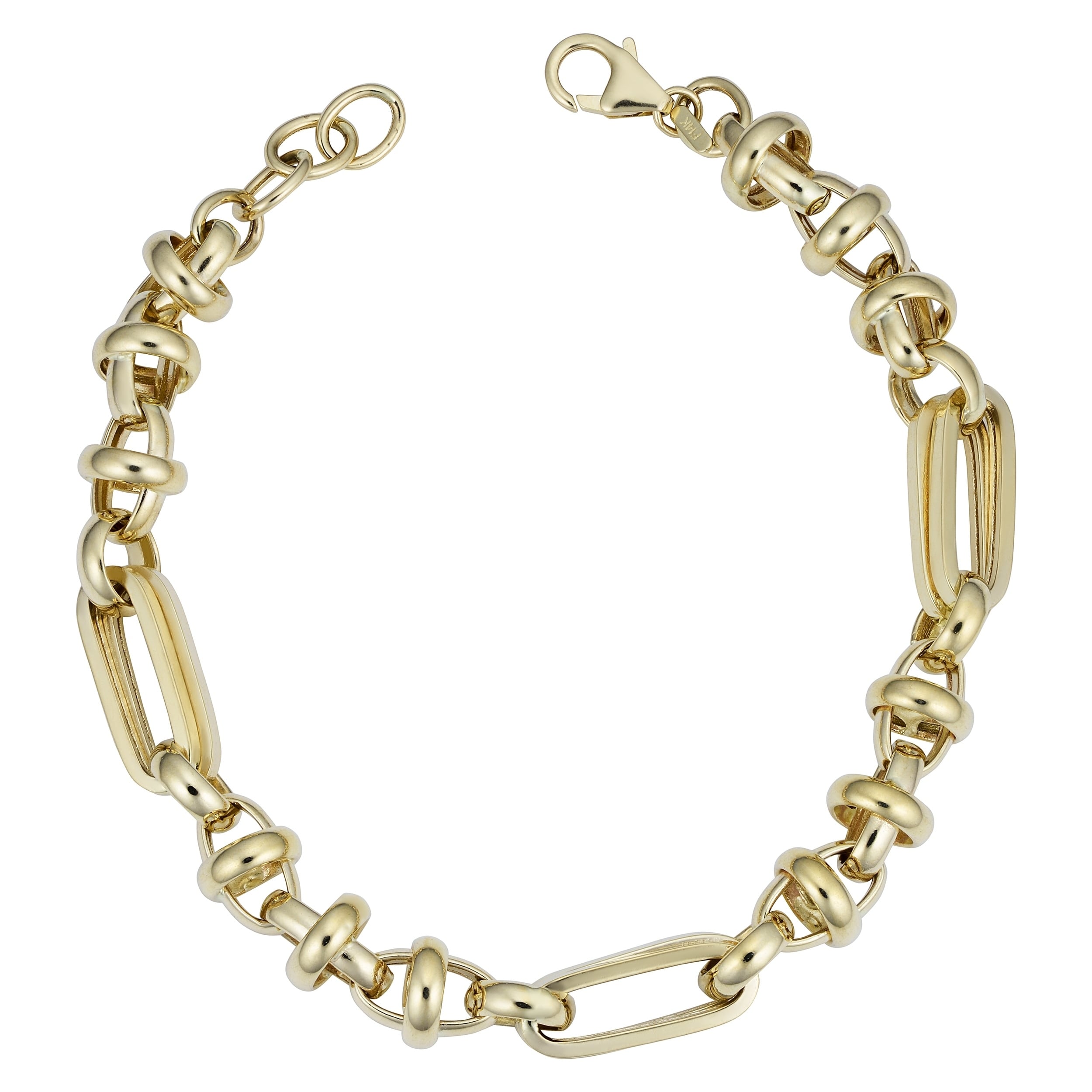 Au Naturale Men's 14k Yellow Gold Semi Solid Link Bracelet (8 millimeters, 8.5 inches)