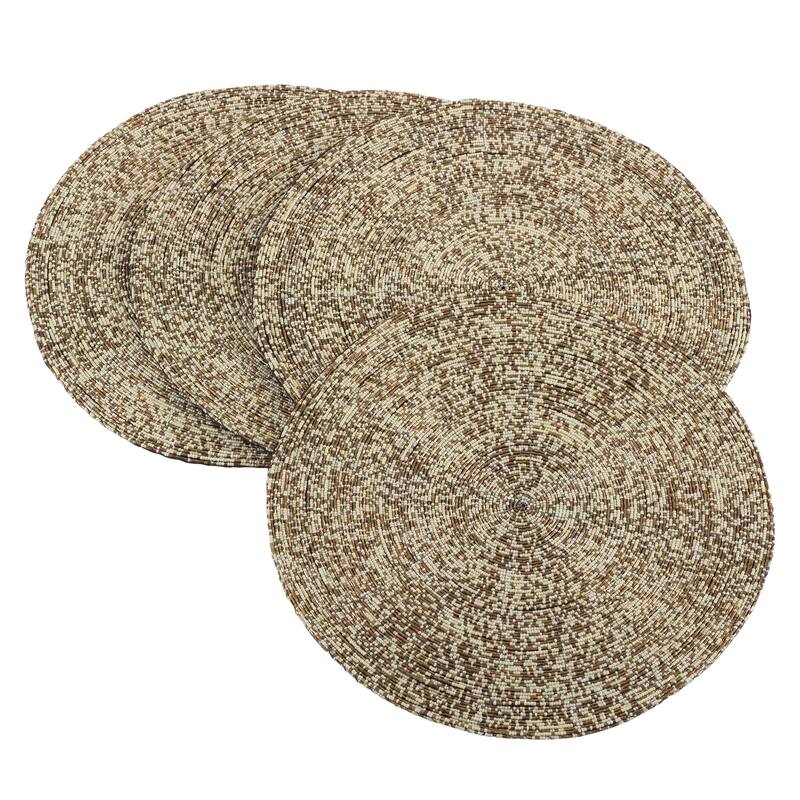 Glass Beaded Design Elegant Decorative Placemat Set - Gold