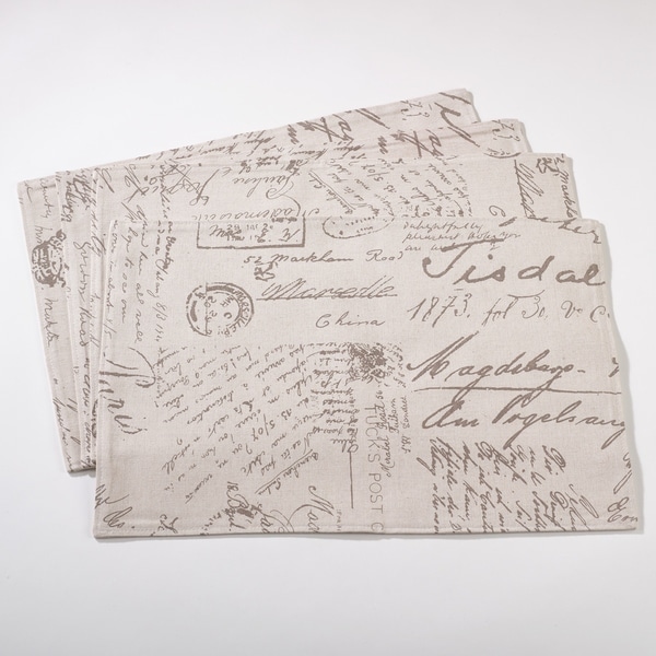 Vintage Script Print Design Placemat - Set of 4
