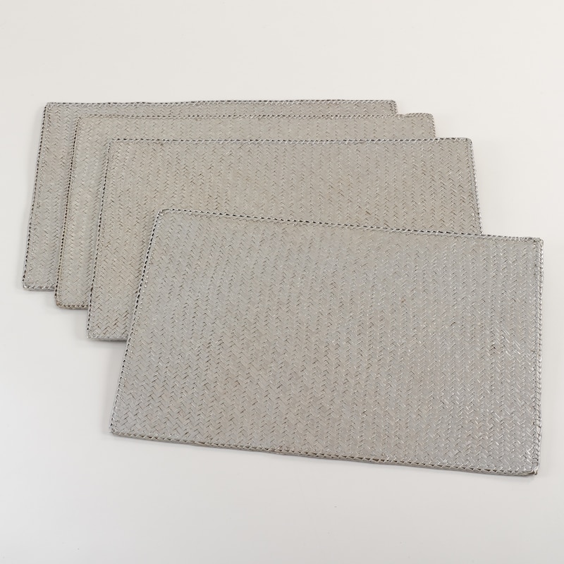 Natural Water Hyacinth Woven Placemat - Set of 4 - Silver