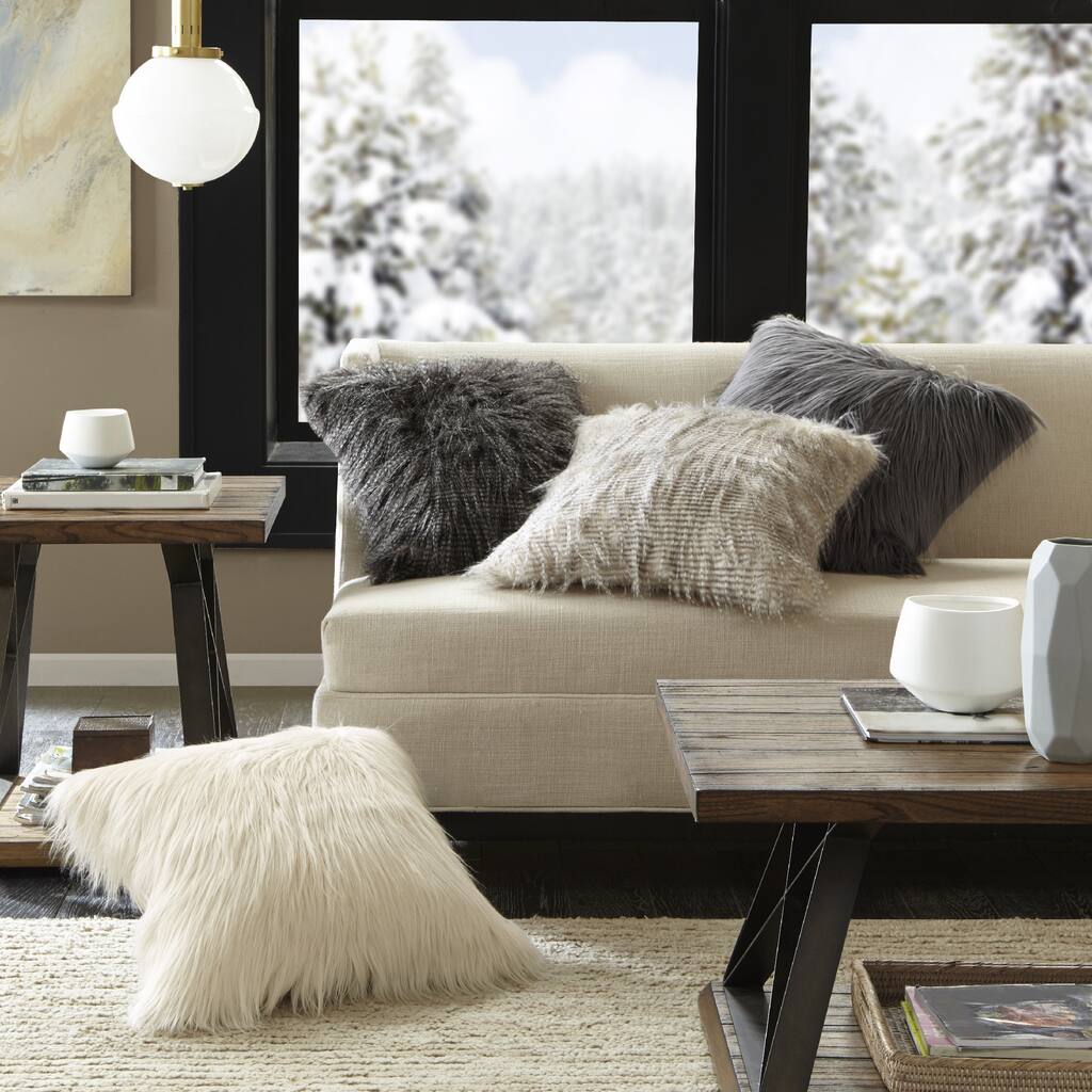 Madison Park Adelaide Premium Luxury Faux Fur Square Throw Pillow