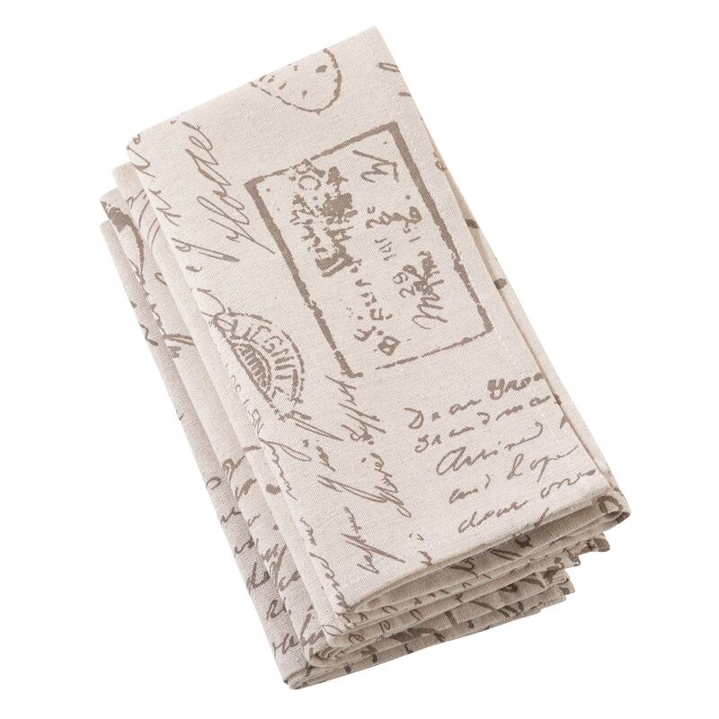 Old Fashioned Script Print Design Napkin - Set of 4