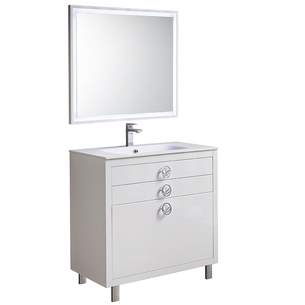 Fresca Platinum Due Glossy White 36-inch Bathroom Vanity