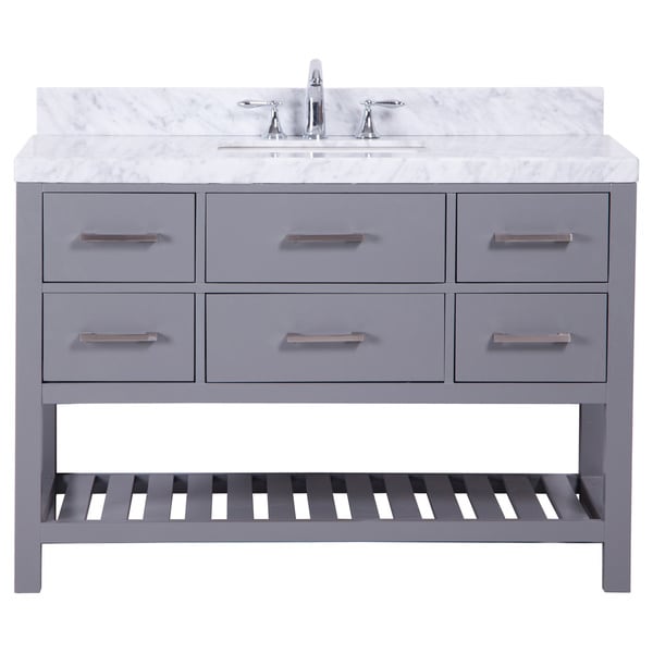 Belvedere 48-inch Traditional Freestanding Grey Marbe Top Bathroom Vanity