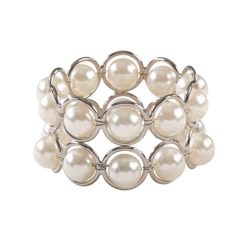 Faux Pearl Beaded Design Event Napkin Ring - Set of 4