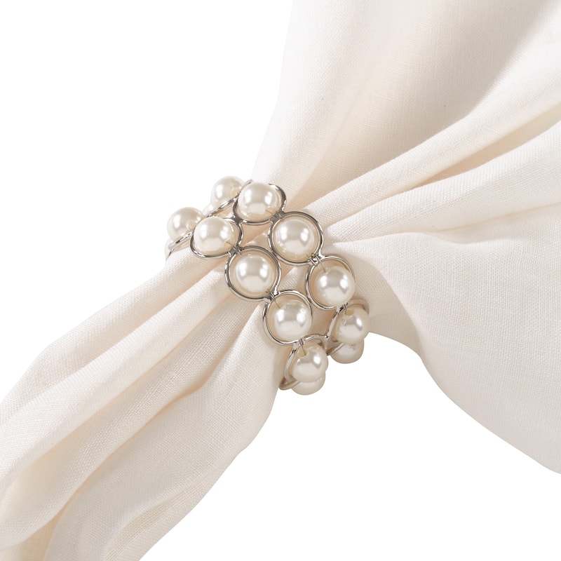 Faux Pearl Beaded Design Event Napkin Ring - Set of 4