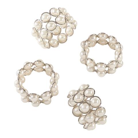 Faux Pearl Beaded Design Event Napkin Ring - Set of 4