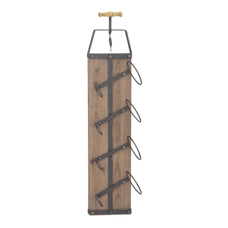 Brown Wood 4 Bottle Wall Wine Rack