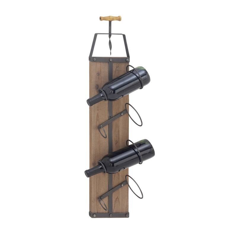 Brown Wood 4 Bottle Wall Wine Rack