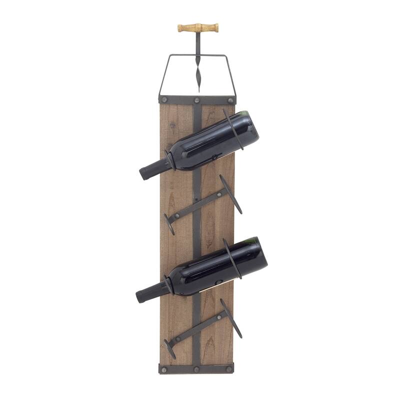 Brown Wood 4 Bottle Wall Wine Rack