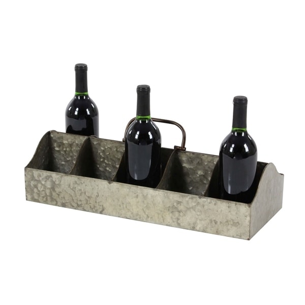Studio 350 Metal Galvinized Wine Holder 20 inches wide, 7 inches high