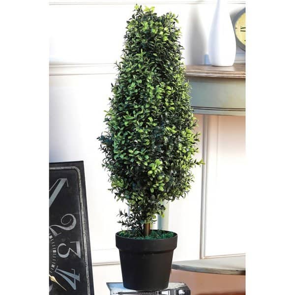 30-Inch Potted Artificial Orchid Green Tree Topiary