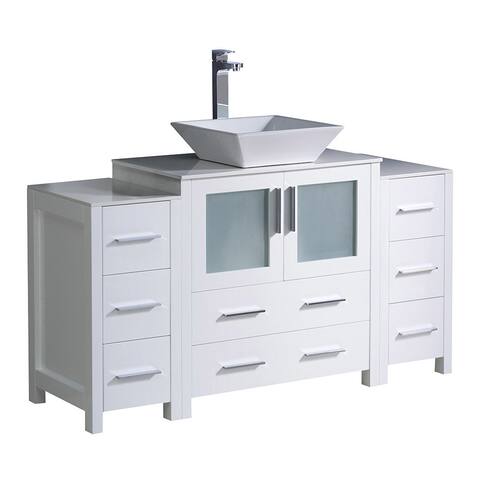 Fresca Torino White Rubberwood 54-inch Modern Bathroom Cabinet
