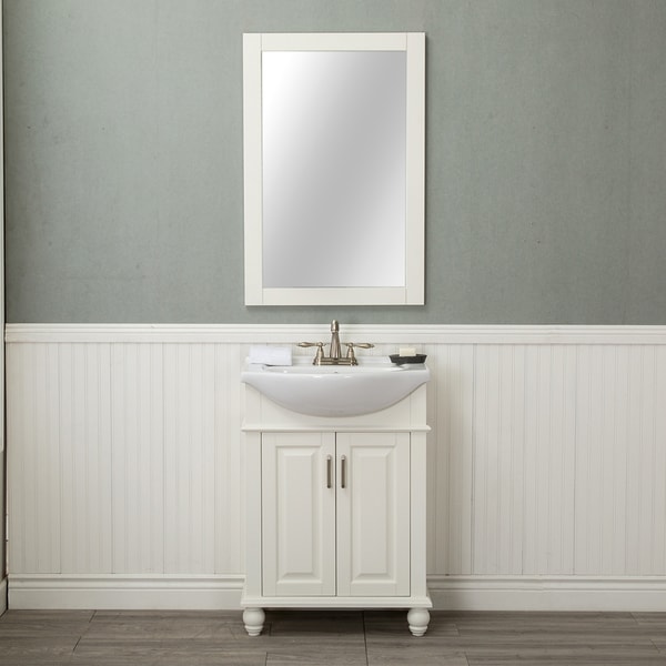 Alya Bath Lancaster White Wood/Porcelain Top 24-inch Centerset Single Bathroom Vanity