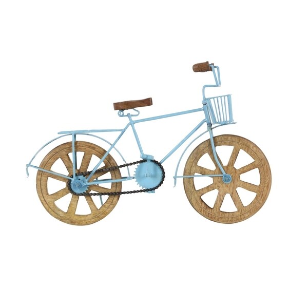 Copper Grove Hidden Springs Metal Wood Light Blue Bicycle