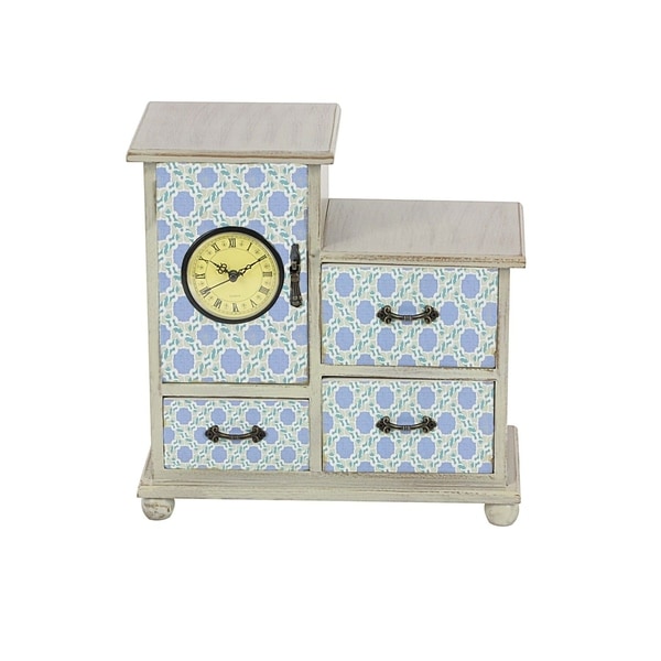 Studio 350 Wood Clock Jewelry Chest 11 inches wide, 11 inches high