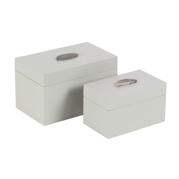 Silver Orchid Olivia Wood Agate Box Set of 2, 9 inches, 11 inches wide