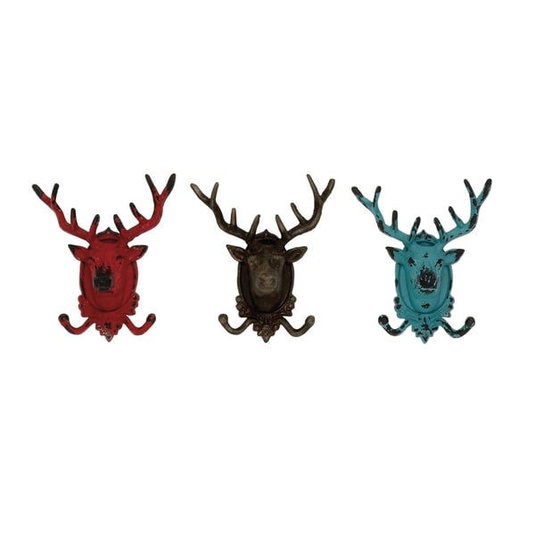 Studio 350 Metal Deer Hook Set of 3, 9 inches wide, 10 inches high