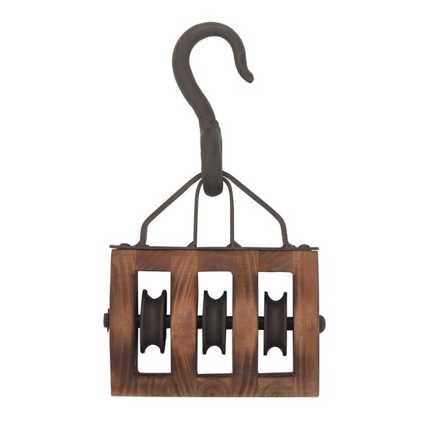 Studio 350 Wood Metal Pully Wall Decor 6 inches wide, 11 inches high
