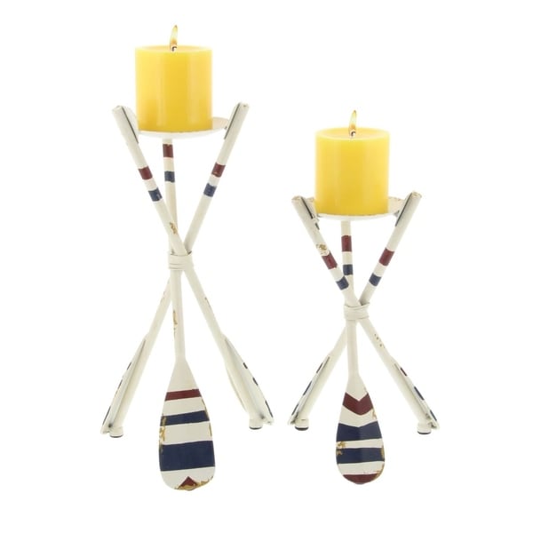 Studio 350 Metal Oar Candle Holder Set of 2, 10 inches, 13 inches high