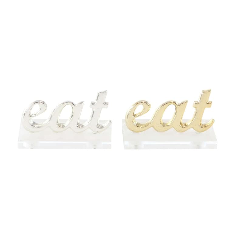 Multi Aluminum Glam Decorative Sign Set of 2 2 x 4 x 2
