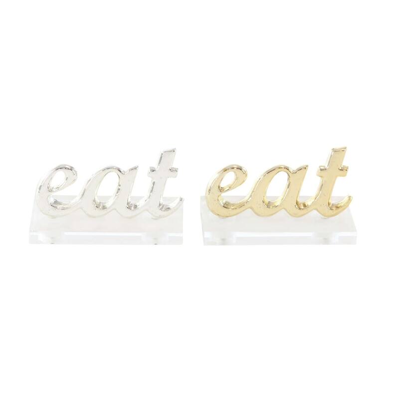 Multi Aluminum Glam Decorative Sign Set of 2 2 x 4 x 2