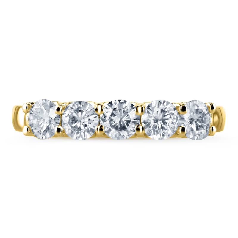 Annello by Kobelli 14k Yellow Gold 4/5ct TGW Round Moissanite Wedding Band (DEF/VS)